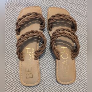Beach by Matisse Tan Leather Braided Sandals